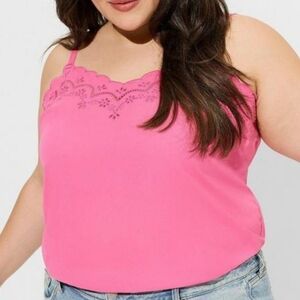 Torrid Sophie georgette embroidered tank pink gin fizz size 4